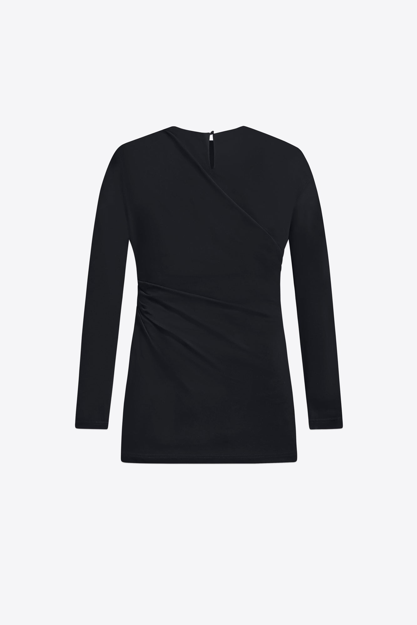 Crystal Cluster Draped Long Sleeve Mini Dress | Black