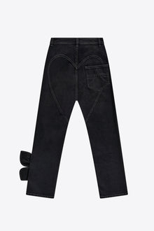 Denim Bow Straight Leg Jean | Washed Black