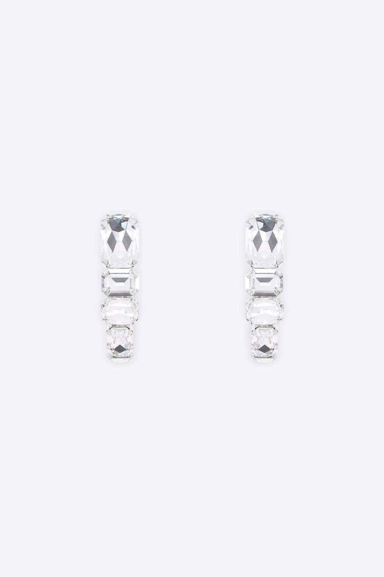 Clear Crystal Glass | Wrap Earrings | Silver