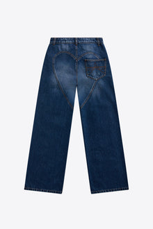 Crystal Chain Cutout Relaxed Jean | Medium Blue