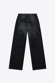Crystal Chain Cutout Relaxed Jean | Washed Black