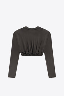 Crystal Cluster Long Sleeve Cropped T-Shirt | Charcoal