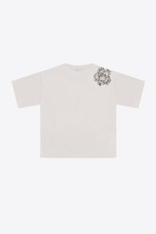 Crystal Cluster Flower T-Shirt | White