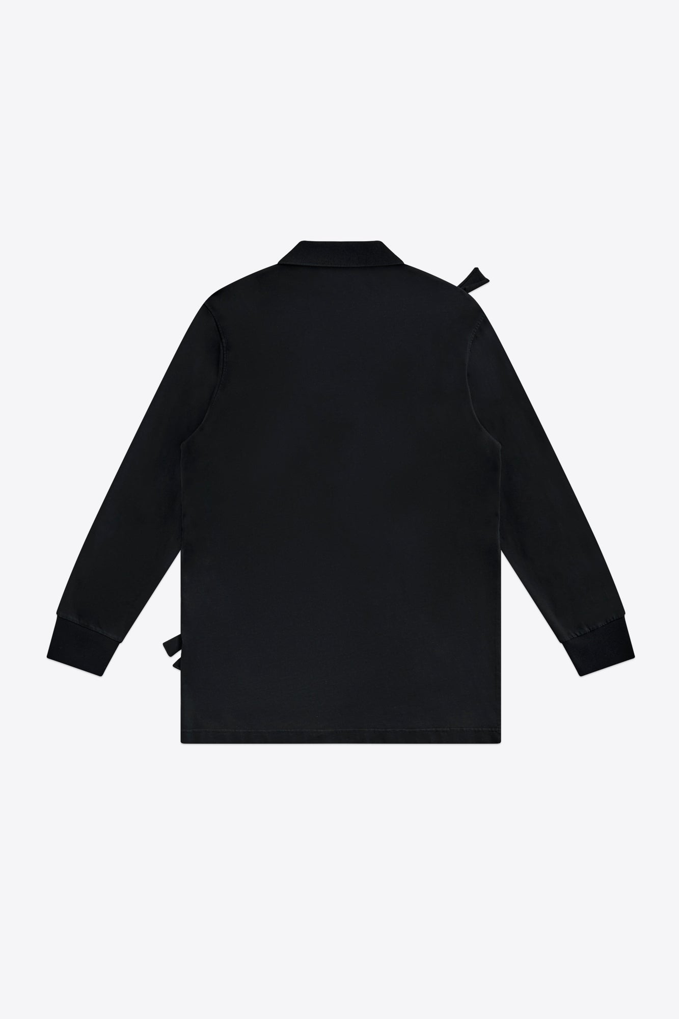 Allover Crystal Embellished Bow Long Sleeve Polo | Washed Black