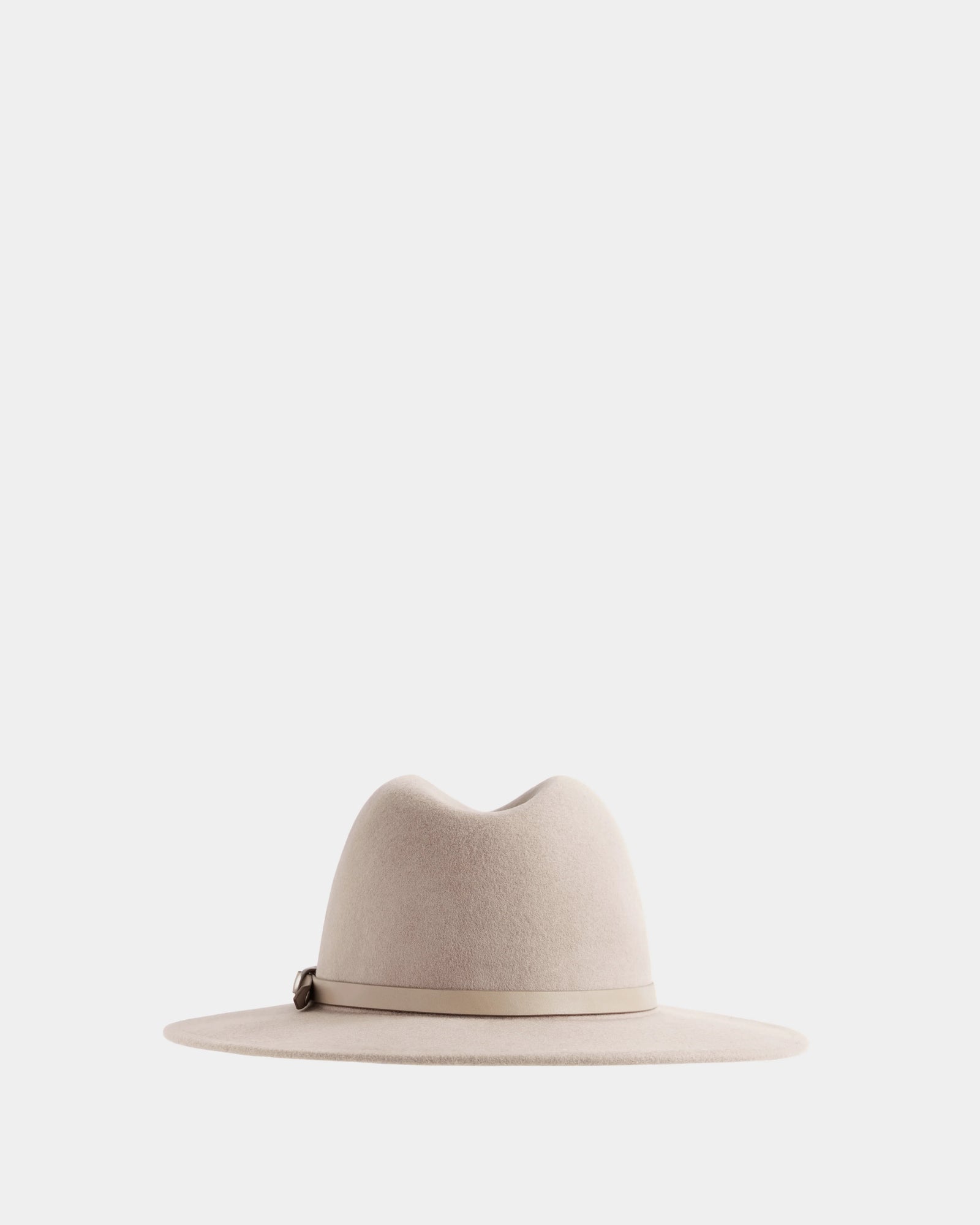 The Rudsak ZELDA - 8425536 Almond is a beige womens wide-brim fedora in premium felted wool, with a rounded crown and matching band, shown against a plain light background.