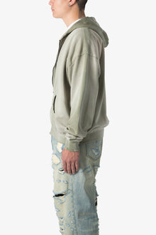 Faded Basic Zip Up Hoodie | Washed Olive