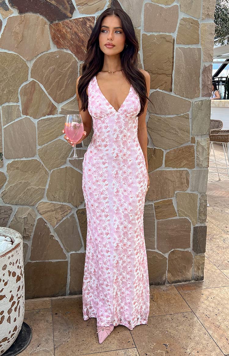 pink lace dress women Farida Lace Maxi Dress