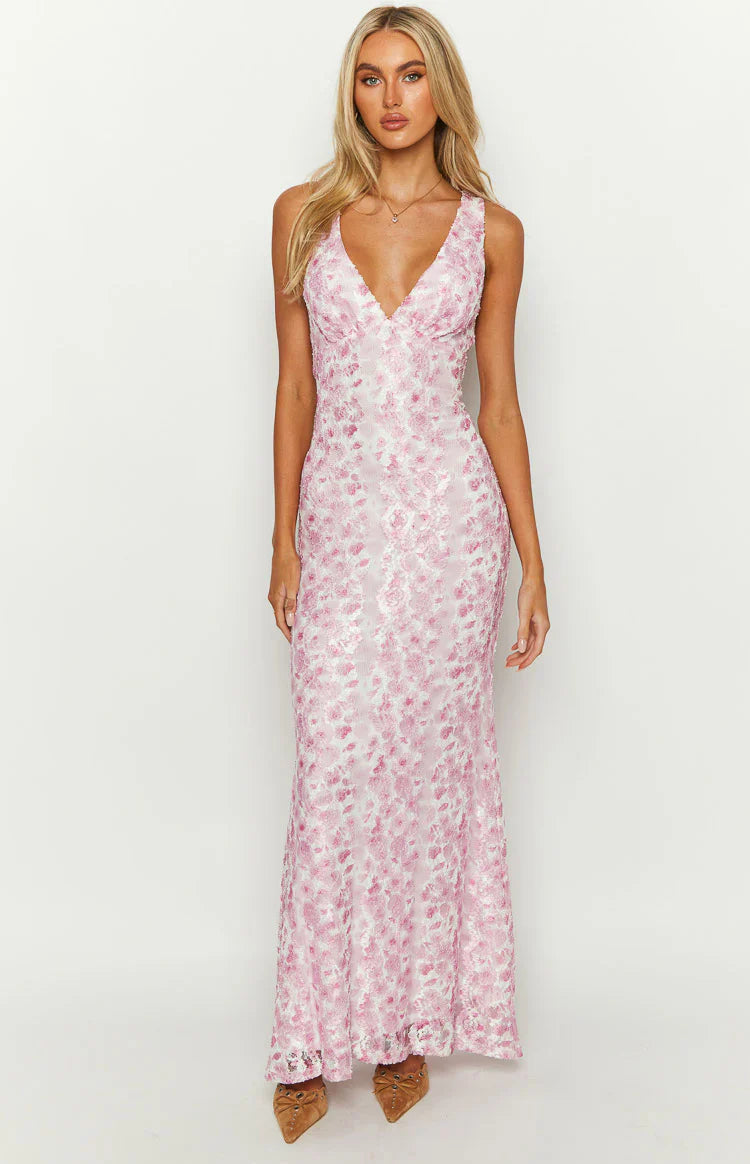 lace maxi dress pink Farida Lace Maxi Dress