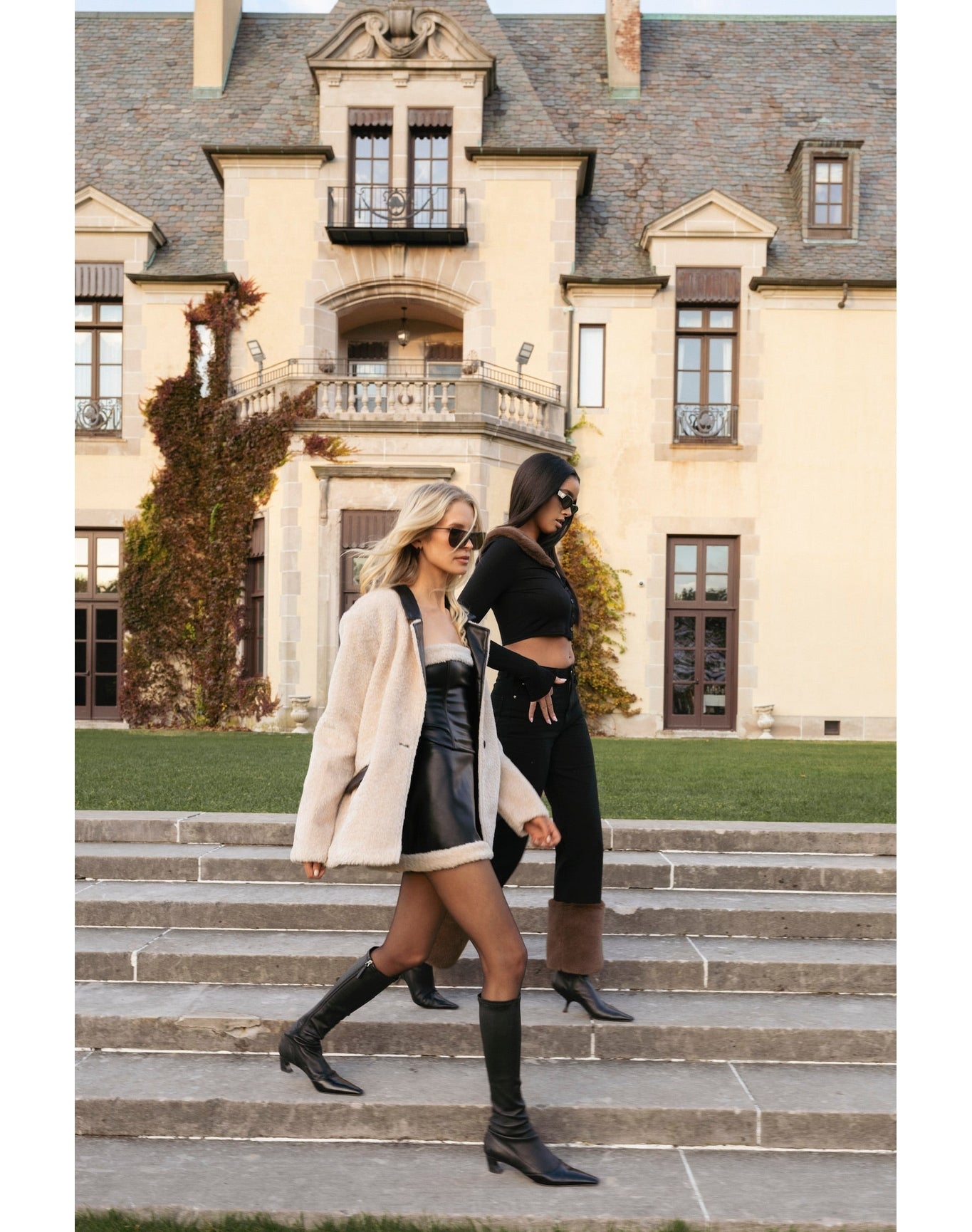 Faux Fur Blazer | Ivory x Black