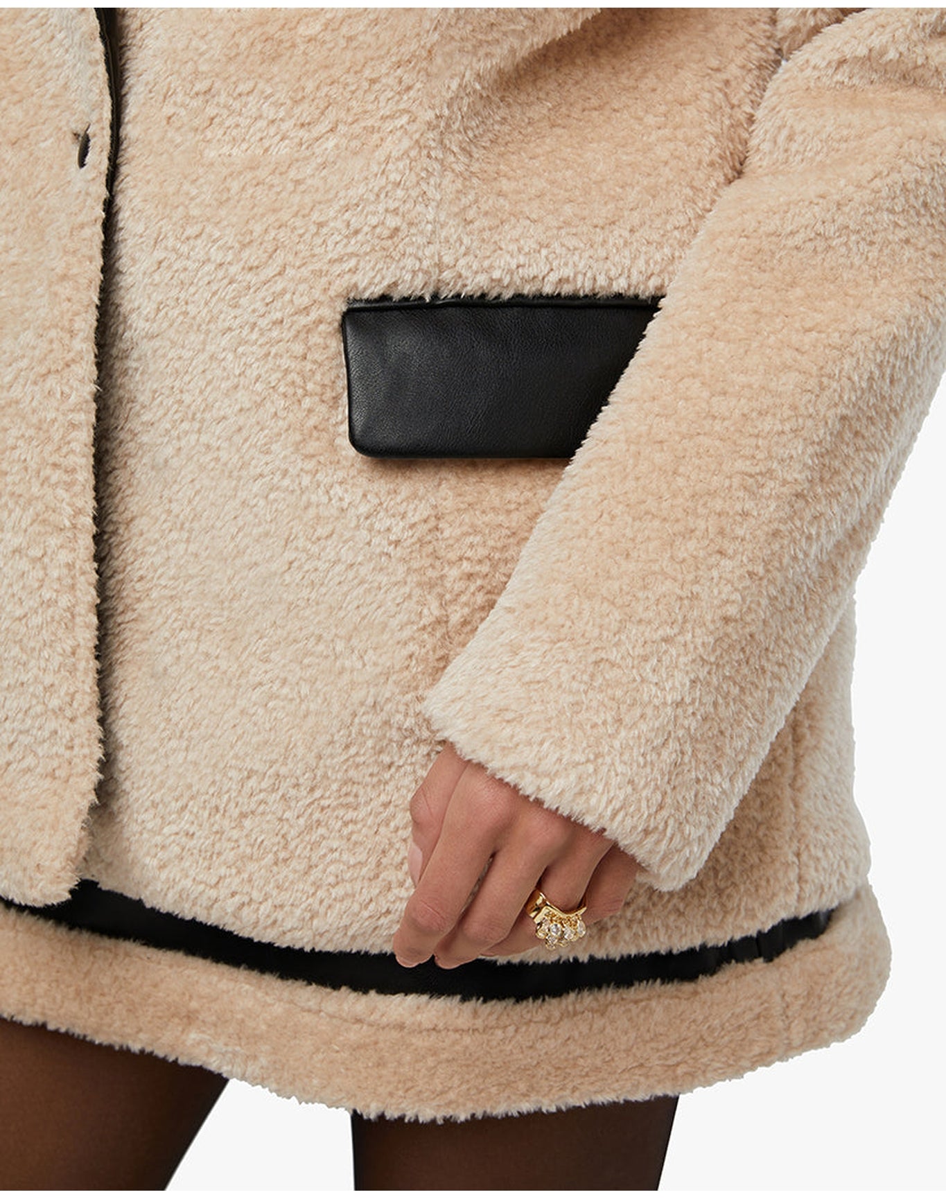 Faux Fur Blazer | Ivory x Black