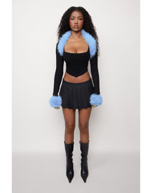 Faux Fur Bolero | Black/Powder