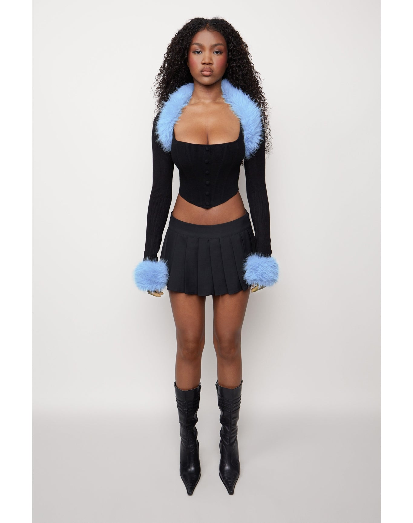Faux Fur Bolero | Black/Powder
