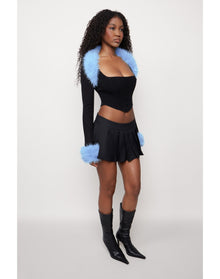 Faux Fur Bolero | Black/Powder