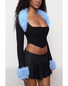 Faux Fur Bolero | Black/Powder