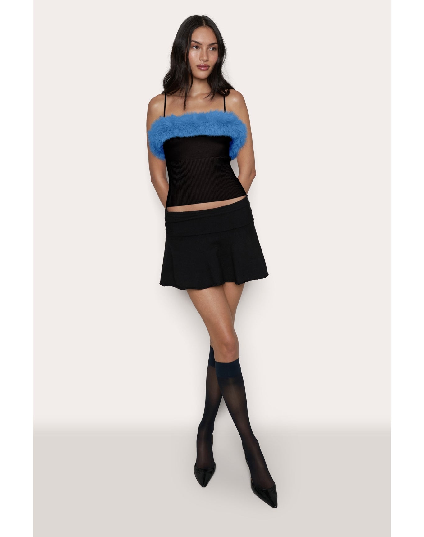 Faux Fur Cami | Black