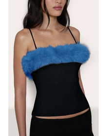 Faux Fur Cami | Black