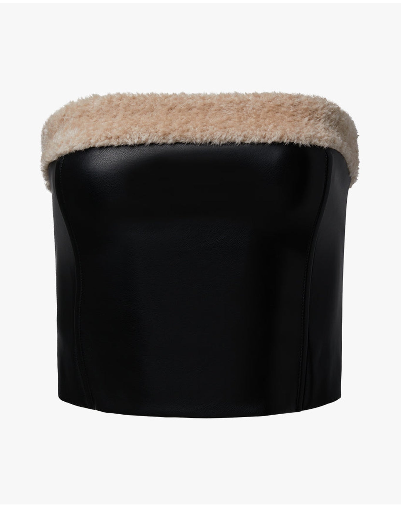 Faux Fur Corset Top | Black x Ivory