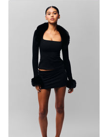 Faux Fur Knit Bolero | Black
