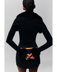 Faux Fur Knit Bolero | Black