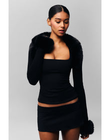 Faux Fur Knit Bolero | Black