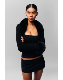 Faux Fur Knit Bolero | Black