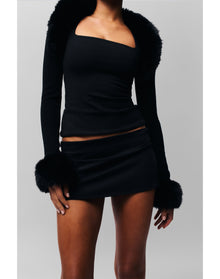 Faux Fur Knit Bolero | Black