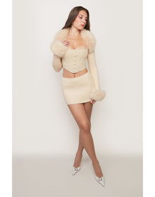Faux Fur Knit Bolero | Cream
