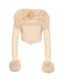 Faux Fur Knit Bolero | Cream