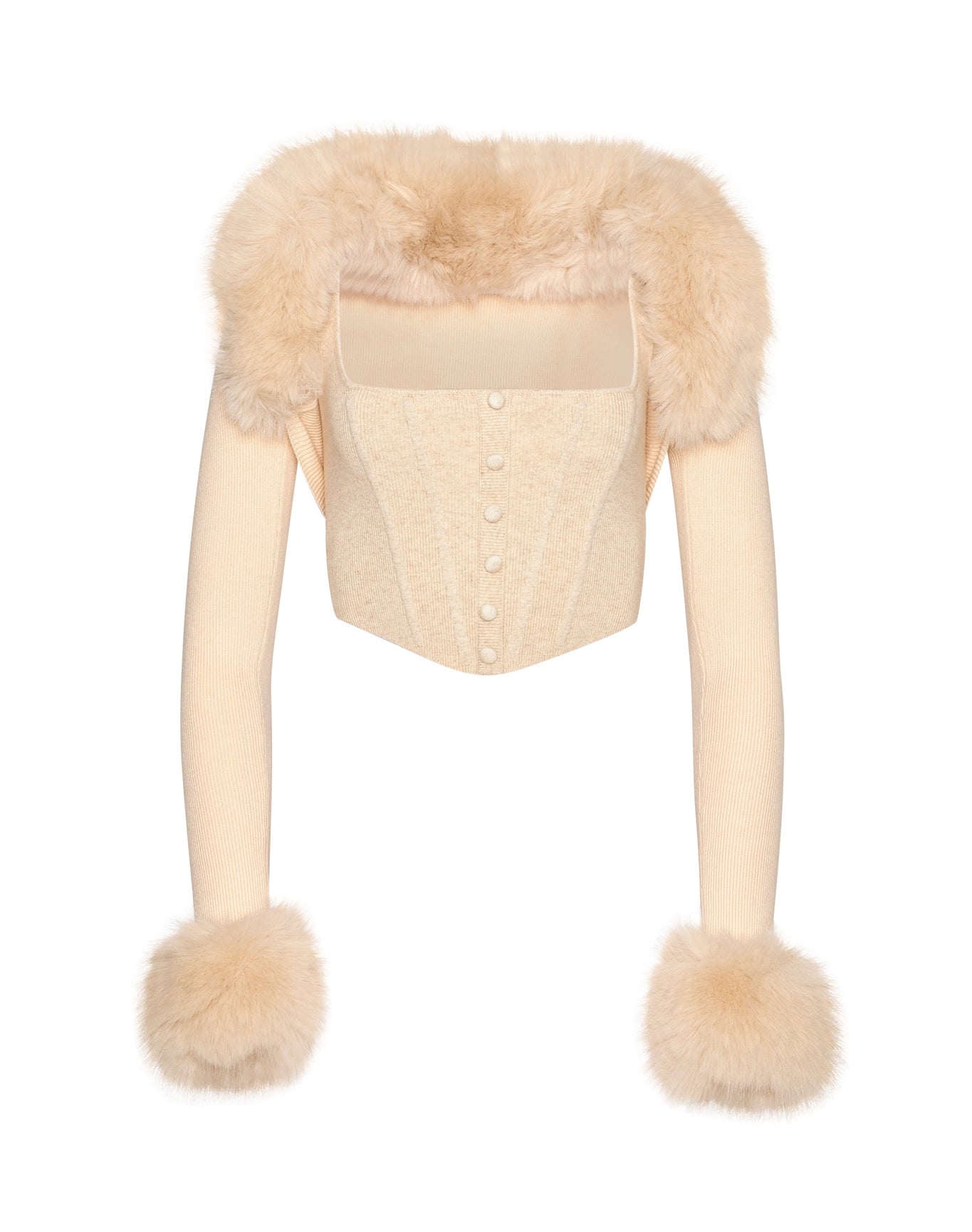 Faux Fur Knit Bolero | Cream