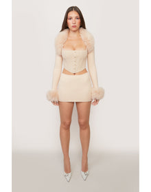Faux Fur Knit Bolero | Cream
