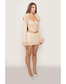 Faux Fur Knit Bolero | Cream