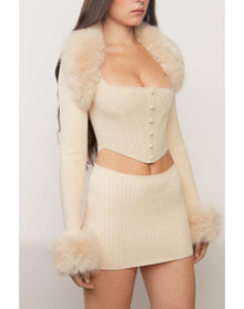Faux Fur Knit Bolero | Cream