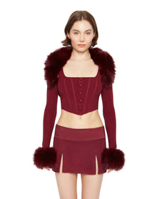 Faux Fur Knit Bolero | Maroon