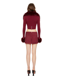 Faux Fur Knit Bolero | Maroon
