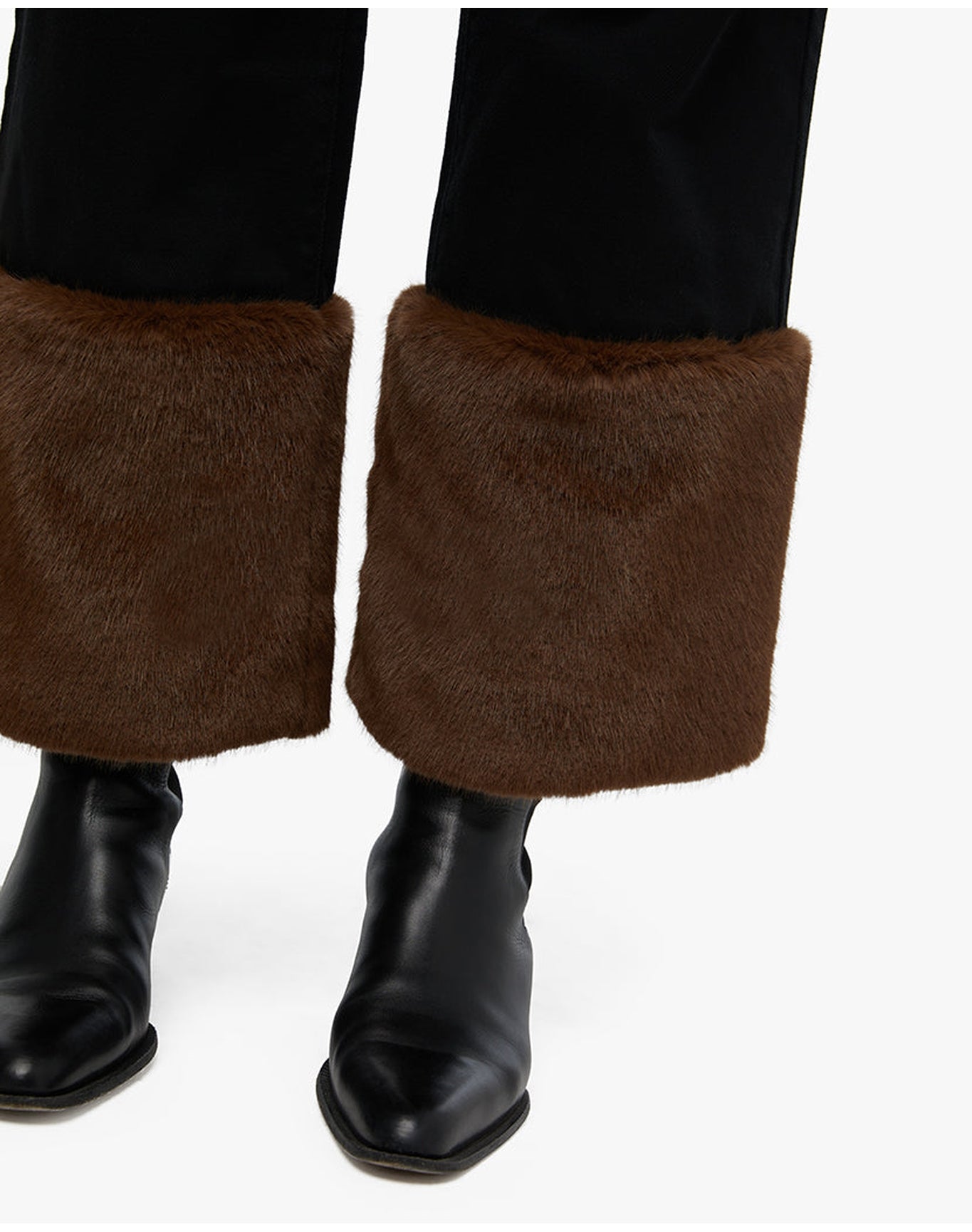 Faux Fur Straight Leg Jean | Black