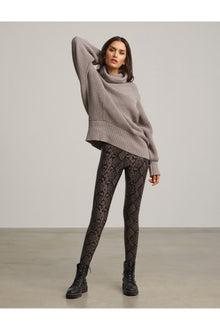 Faux Leather Animal Legging | Gray Snake