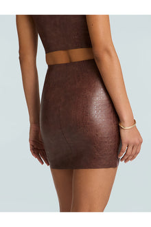 Faux Leather Animal Micro-Mini Skirt | Brown Croc