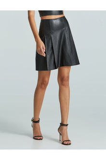 Faux Leather Pleated Mini Skirt | Black