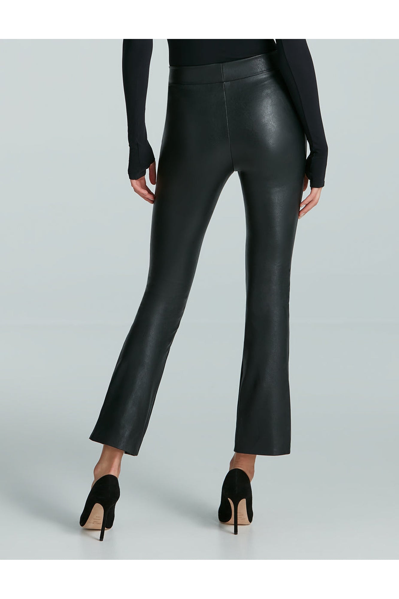 Faux Leather Split Front Pant | Black