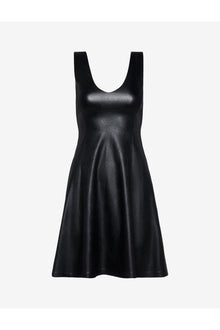 Faux Leather V-Neck Founder Dress | Black