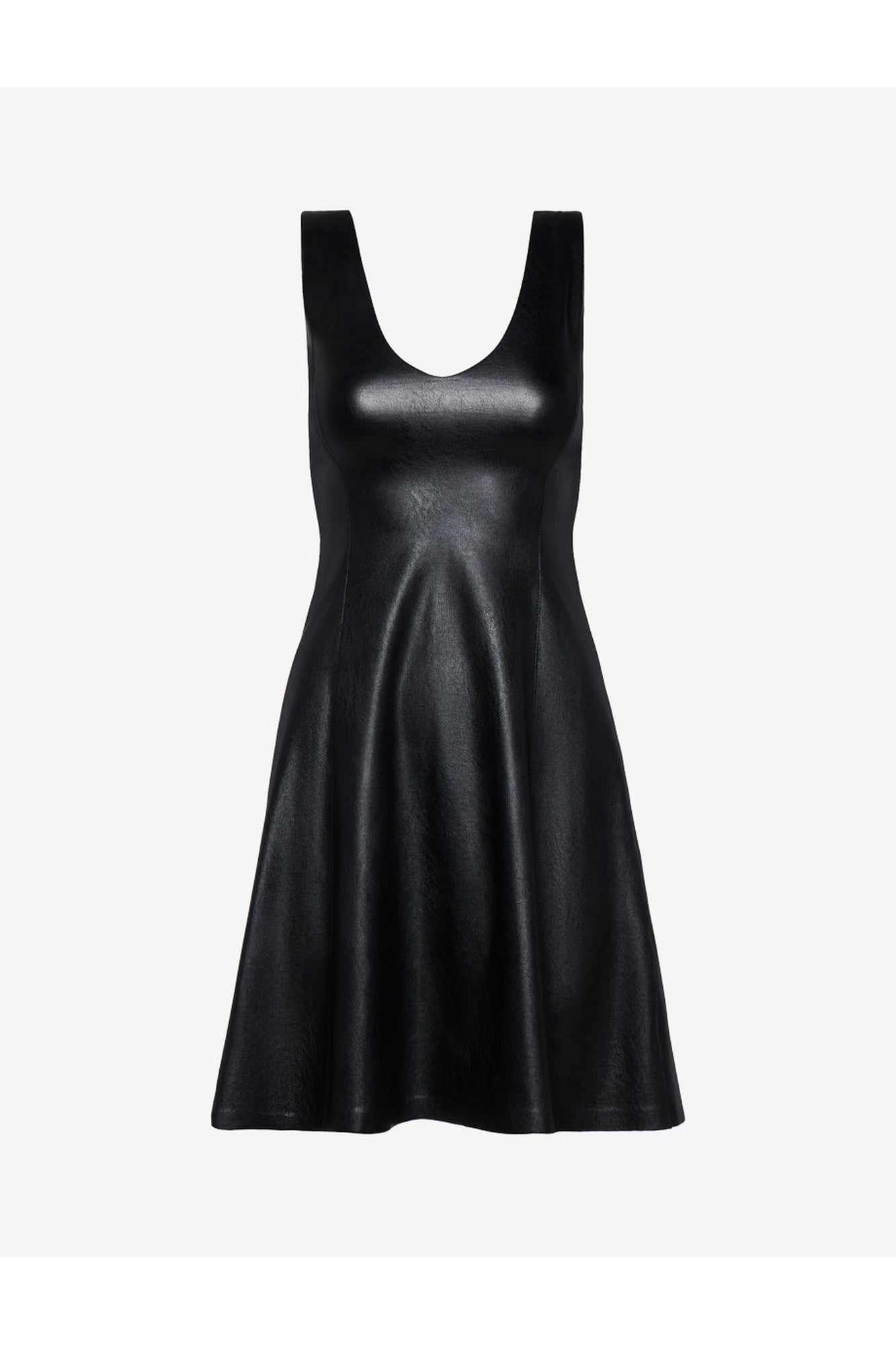 Faux Leather V-Neck Founder Dress | Black