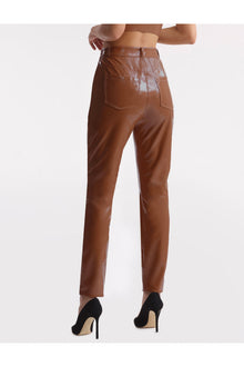 Faux Patent Leather Five Pocket Pant | Cinnamon