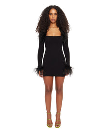 Feather Knit Corset Dress | Black