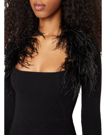 Feather Knit Corset Dress | Black