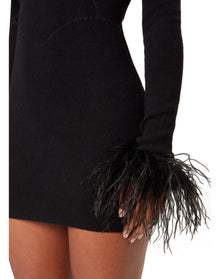 Feather Knit Corset Dress | Black