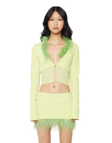 Feather Trim Button Top | Lime