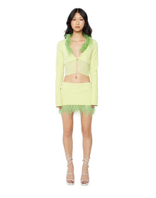 Feather Trim Mini Skirt | Lime