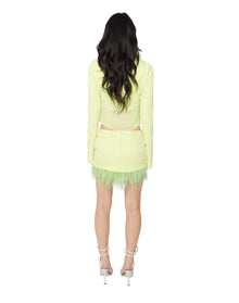 Feather Trim Mini Skirt | Lime