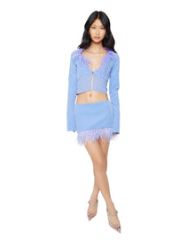 Feather Trim Mini Skirt | Periwinkle