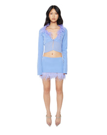 Feather Trim Mini Skirt | Periwinkle